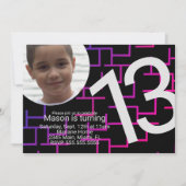 ネオンゲームバースデーパーティー迷路ゲーマー写真 招待状 (正面)