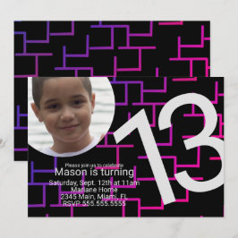 ネオンゲームバースデーパーティー迷路ゲーマー写真 招待状