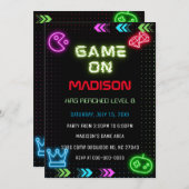 ネオンゲーム誕生日招待状 招待状 (正面/裏面)