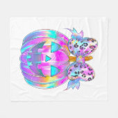 ネオンコケットハロウィーンパンプキン フリースブランケット (正面(横))