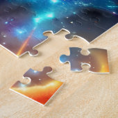 ネオンコスモスの渦巻き旋回カラフル宇宙ワイドショット ジグソーパズル (側面)