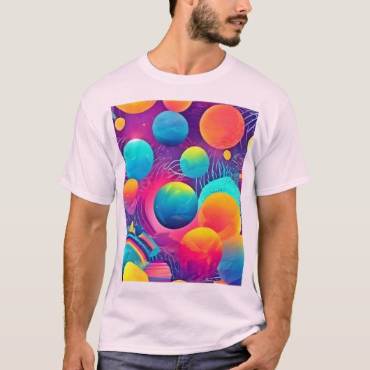 ネオンコスモス抽象デザイン Tシャツ (正面)