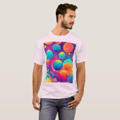 ネオンコスモス抽象デザイン Tシャツ (正面フル)