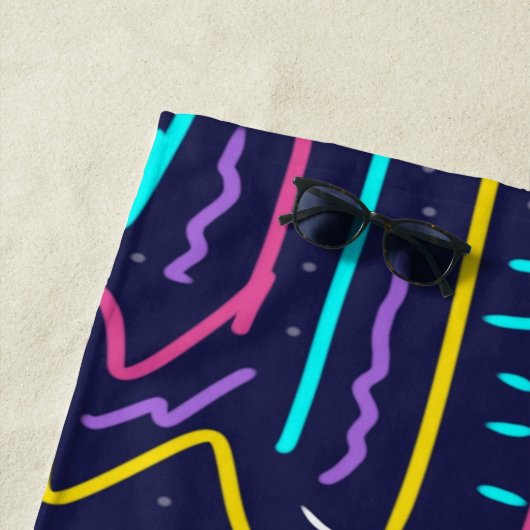 ネオンコントラスト宇宙アート ビーチタオル (インサイチュ)