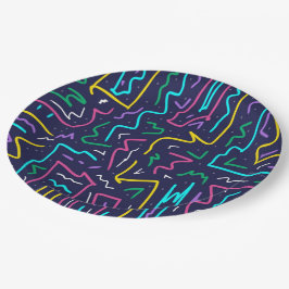 ネオンコントラスト宇宙アート ペーパープレート