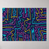 ネオンコントラスト宇宙アート ポスター (正面)