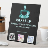 ネオンコーヒーカップソーシャルメディアのスキャンコード 台座サイン (インサイチュ)