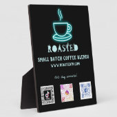 ネオンコーヒーカップソーシャルメディアQRコード フォトプラーク (側面)