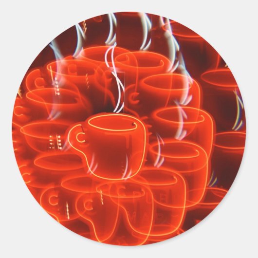 ネオンコーヒーカップ狂気 ラウンドシール (正面)