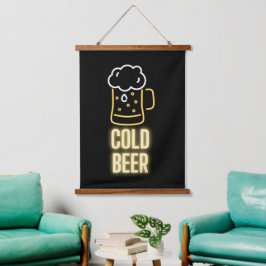 ネオンコールドビールマグ 吊り下げ型タペストリー