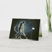 ネオンゴルファーがボールを誕生日 カード (正面)