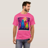 ネオンゴーストのハロウィンパーティーデザイン Tシャツ (正面フル)