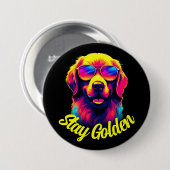 ネオンゴールデンレトリバー 缶バッジ (正面&裏面)