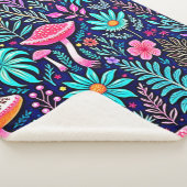 ネオンサイケデリックキノコの森の夢 シェルパブランケット (3/4)