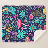 ネオンサイケデリックキノコの森の夢 シェルパブランケット (正面(横))