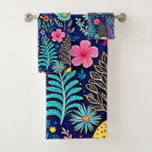 ネオンサイケデリックキノコの森の夢 バスタオルセット (インサイチュ)