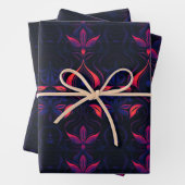 ネオンサイケデリックフラワーアールヌーボー模様 ラッピングペーパーシート (インサイチュ)