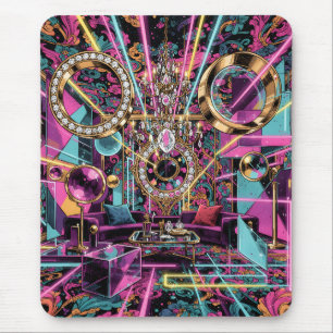 ネオンサイケデリックラグジュアリーラウンジアート マウスパッド