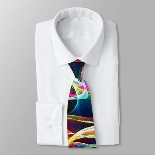 ネオンサイケデリック抽象芸術波状電気美術 ネクタイ (タイ)