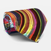 ネオンサイケデリック抽象芸術波状電気美術 ネクタイ (ロール)