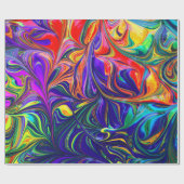 ネオンサイケデリック渦巻き虹色 ラッピングペーパー (フラット)