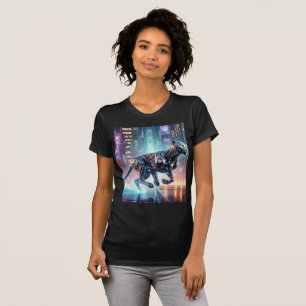 ネオンサイバネティックチータスプリントTシャツデザイン。 Tシャツ