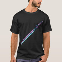 ネオンサイバーカタナ デジタルブレードテックTシャツ