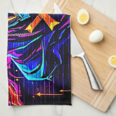 ネオンサイバーガーディアンアート キッチンタオル (四つ折り)