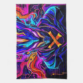 ネオンサイバーガーディアンアート キッチンタオル (縦)