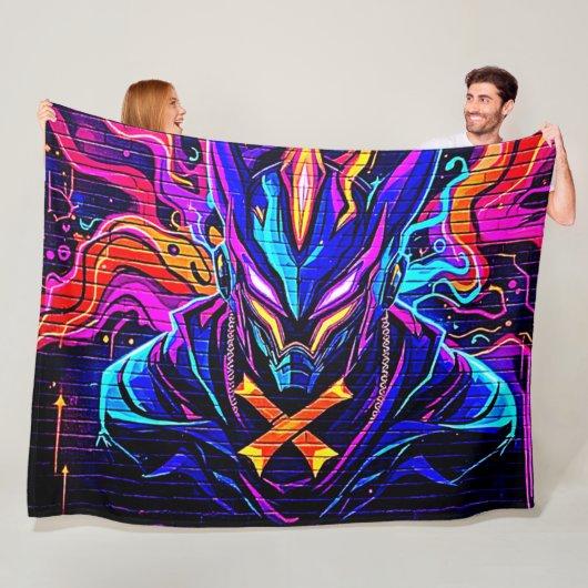 ネオンサイバーガーディアンアート フリースブランケット (インサイチュ)