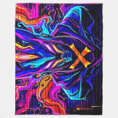 ネオンサイバーガーディアンアート フリースブランケット (正面)