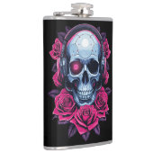 ネオンサイバーデススカルとバラブラック フラスク (右)