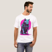 ネオンサイバーパンク猫 Tシャツ (正面フル)