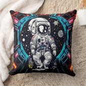 ネオンサイバー宇宙飛行士ピロー クッション (ブランケット)