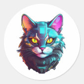 ネオンサイバー猫 ラウンドシール (正面)