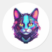 ネオンサイバー猫 ラウンドシール (正面)