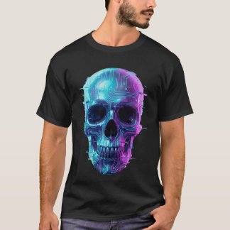 ネオンサイバー ドクロ ダーク エステティック Tシャツ - フューチャリスト