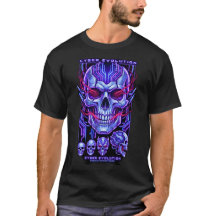 ネオンサイバー ドクロ 未来派 ストリートウェア グラフィックTシャツ
