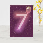 ネオンサインとバルーンの7歳の誕生日 カード (黄色い花)