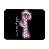 ネオンサインのピンクのおめでとうは文字レトロ90sリバイバルを追加 マグネット (横)