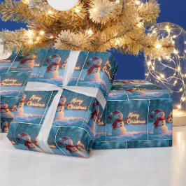 ネオンサインのメリークリスマススノーマン ラッピングペーパー