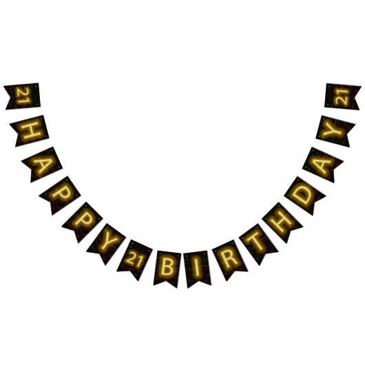 ネオンサインオンブリック21歳の誕生日 バンティングフラッグ (全)