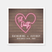 ネオンサインティルデスハートウッド結婚ズ スタンダードカクテルナプキン (正面)