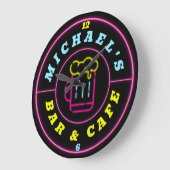 ネオンサインパーソナライズされたコーヒーバー ラージ壁時計 (傾斜)