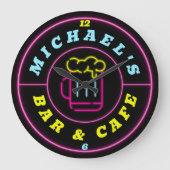 ネオンサインパーソナライズされたコーヒーバー ラージ壁時計 (正面)