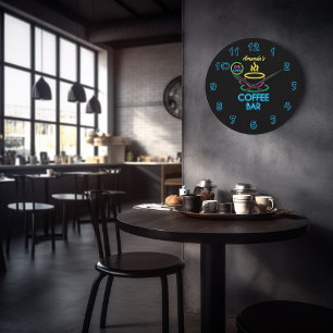 ネオンサインパーソナライズされたコーヒーバー ラージ壁時計