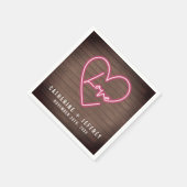 ネオンサインラブハートウッド結婚ズ スタンダードカクテルナプキン (角)