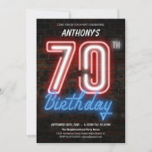 ネオンサインレトロ70thバースデーパーティーへの招待 招待状 (正面)