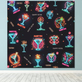 ネオンサイン宇宙エイジアトミックマルティニカクテルプリント キャンバスプリント (インサイチュ (ウッドフロア))