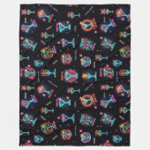 ネオンサイン宇宙エイジアトミックマルティニカクテルプリント フリースブランケット (正面)